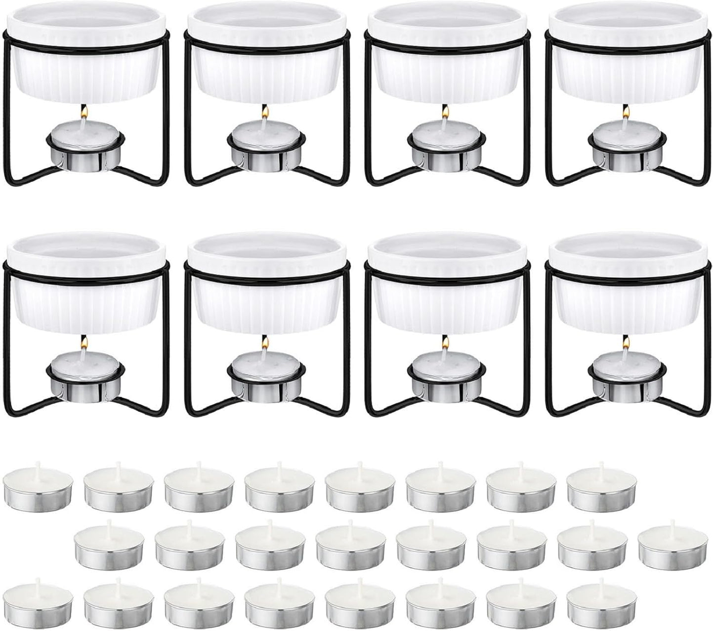 Treela 40 Pieces Ceramic Butter Warmers Set for Fondue Lovers