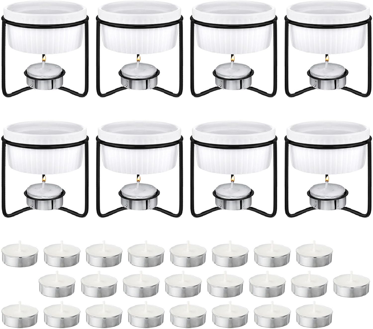 Treela 40 Pieces Ceramic Butter Warmers Set for Fondue Lovers