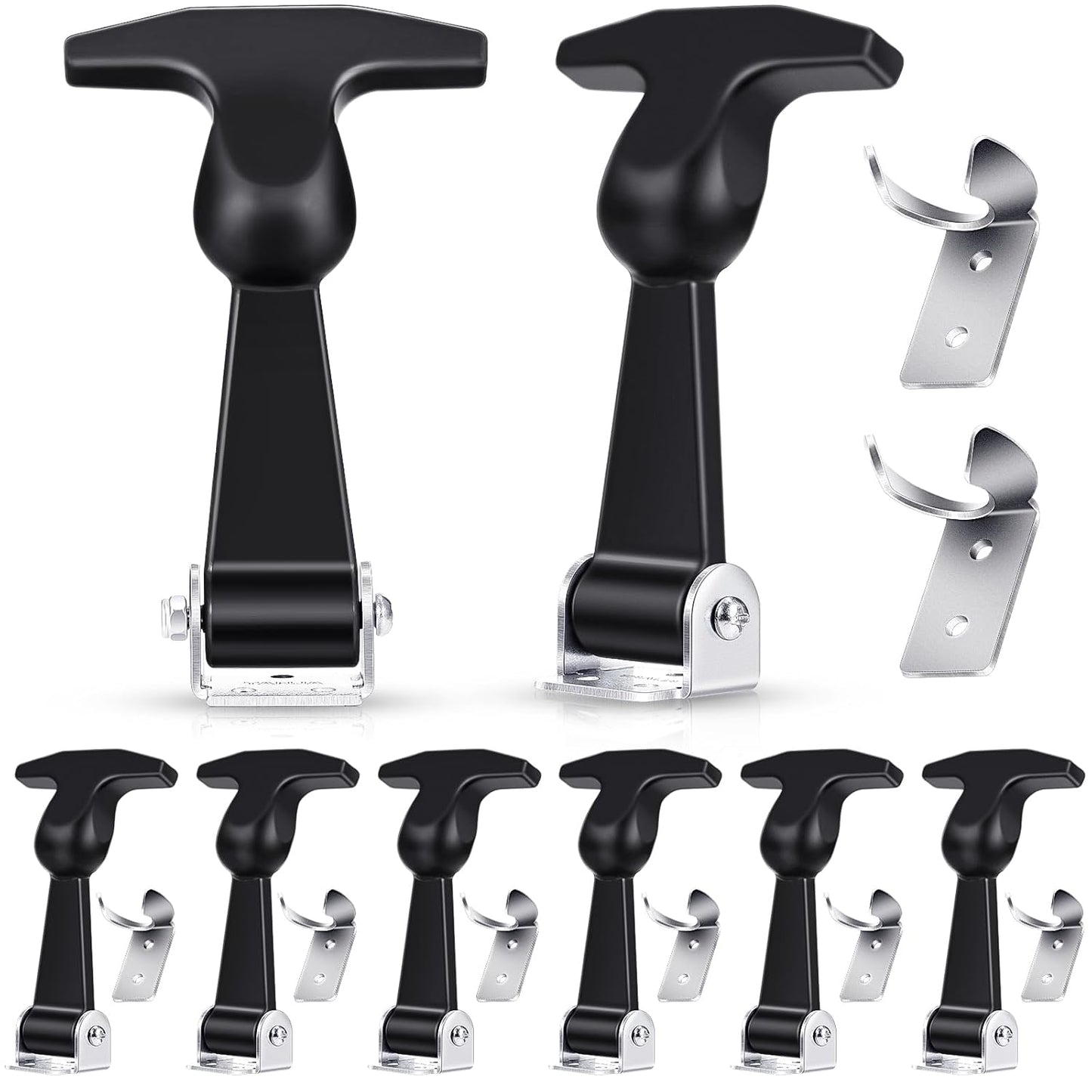 Mudder 8 Pieces Elastic Stainless Steel Rubber Hood Catch Latches