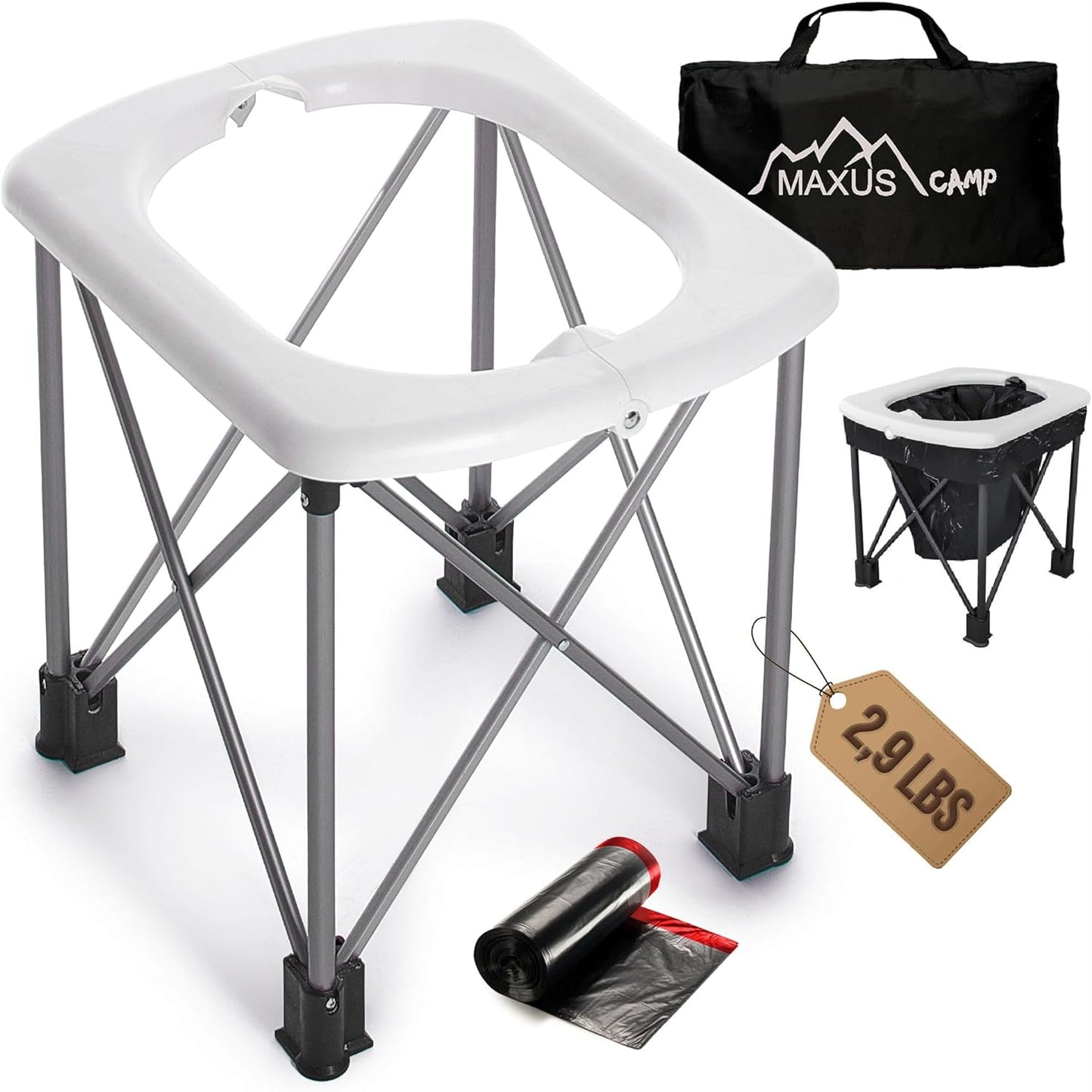 MAXUSCAMP Portable Camping Toilet, Lightweight XL Design