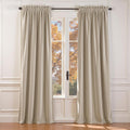 Lazzzy Beige Velvet Curtains 90 in Long Room Darkening Drapes - Luxury