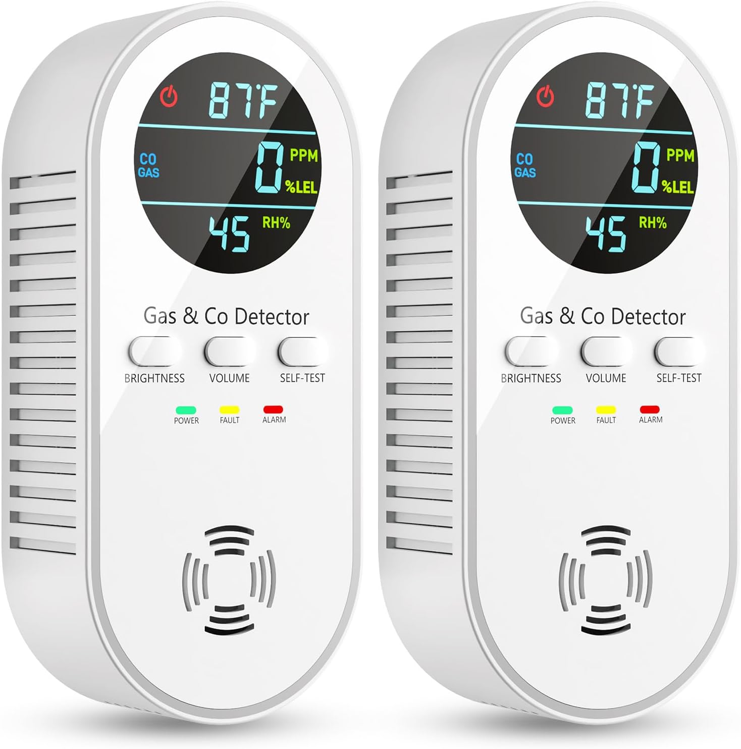 5-in-1 Carbon Monoxide Detectors with HD Digital Display