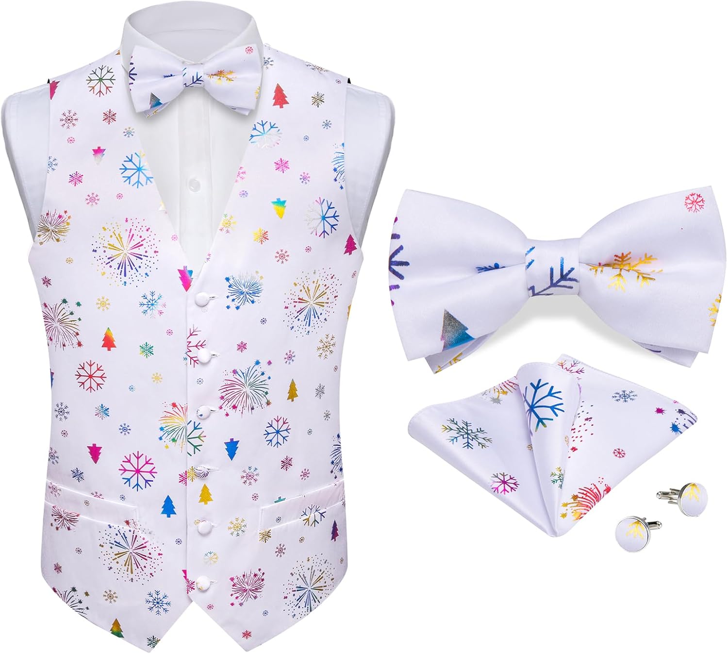 DiBanGu Mens Christmas Suit Vest Set for Stylish Holiday Parties