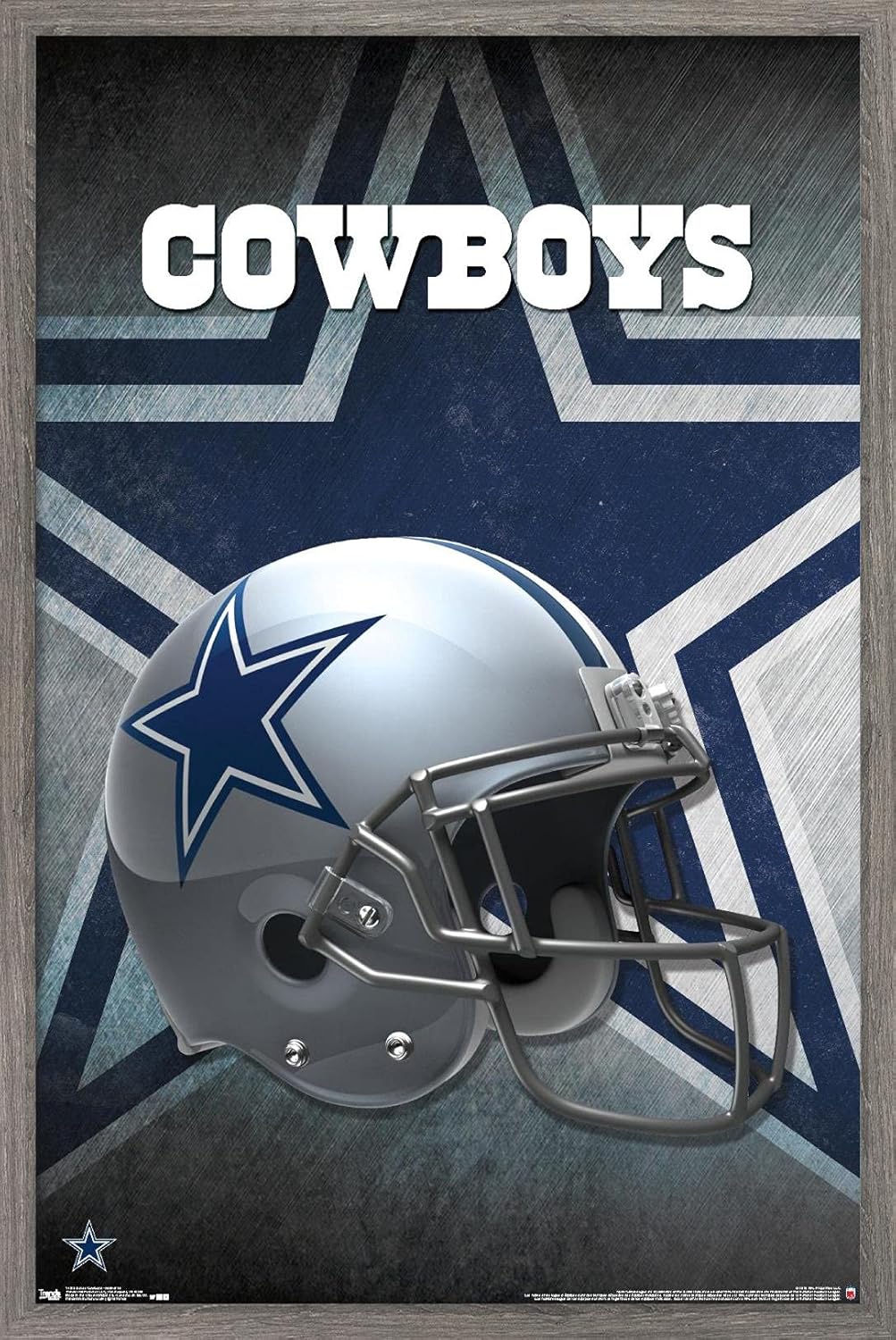 NFL Dallas Cowboys Helmet Wall Poster with Barnwood Frame