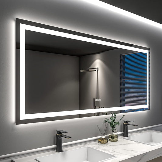 LED Bathroom Mirror 55x30 with Dimmable Lights and Anti-Fog