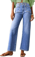 Astylish Womens Wide Leg Jeans High Waisted Stretchy (Style RS6K)