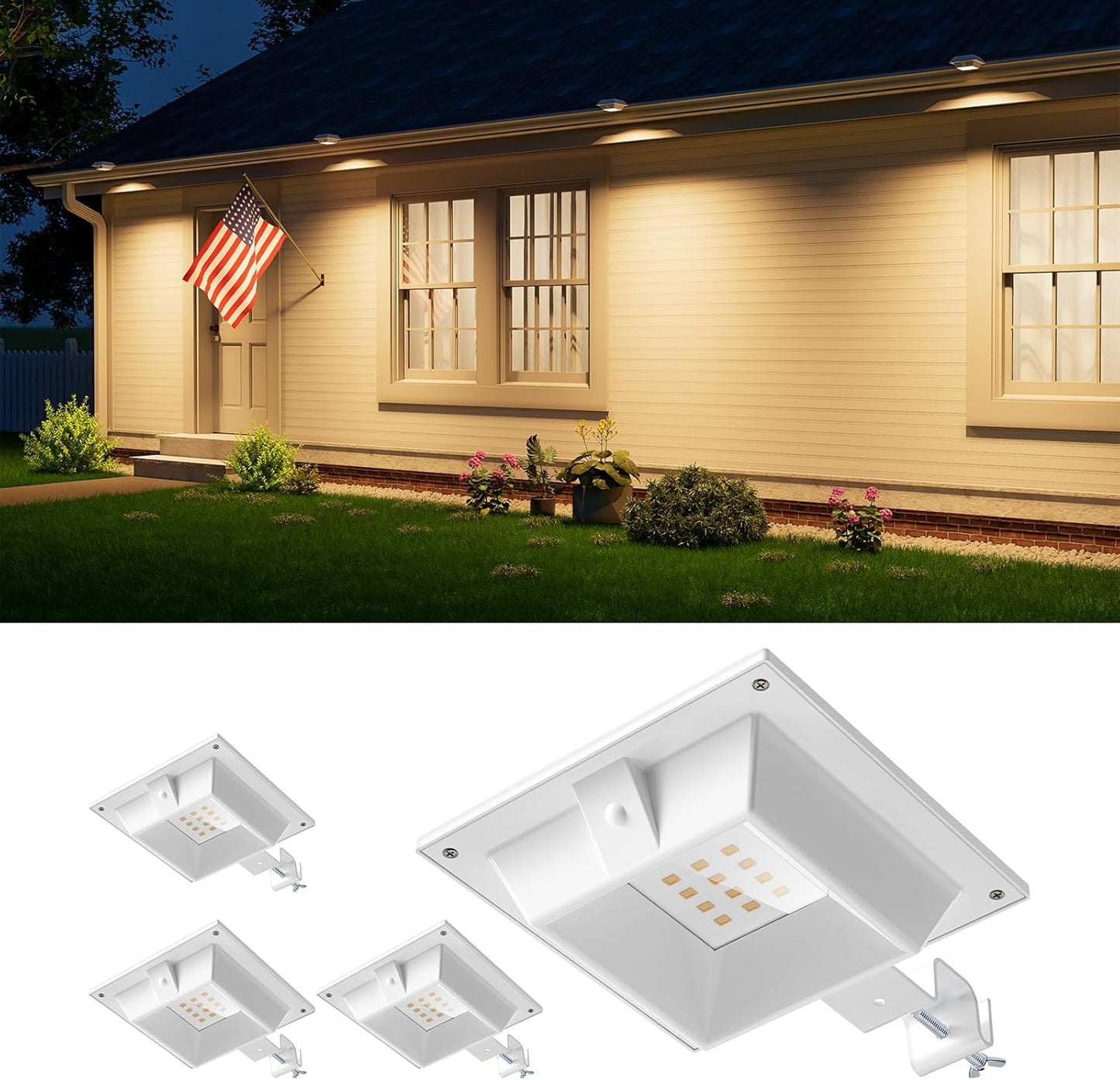 4 Pack Solar Powered Gutter Lights for Outdoor Decorative Use
