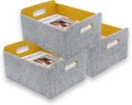 Welaxy Collapsible Felt Storage Baskets Curry x 3 - Compact Organizers