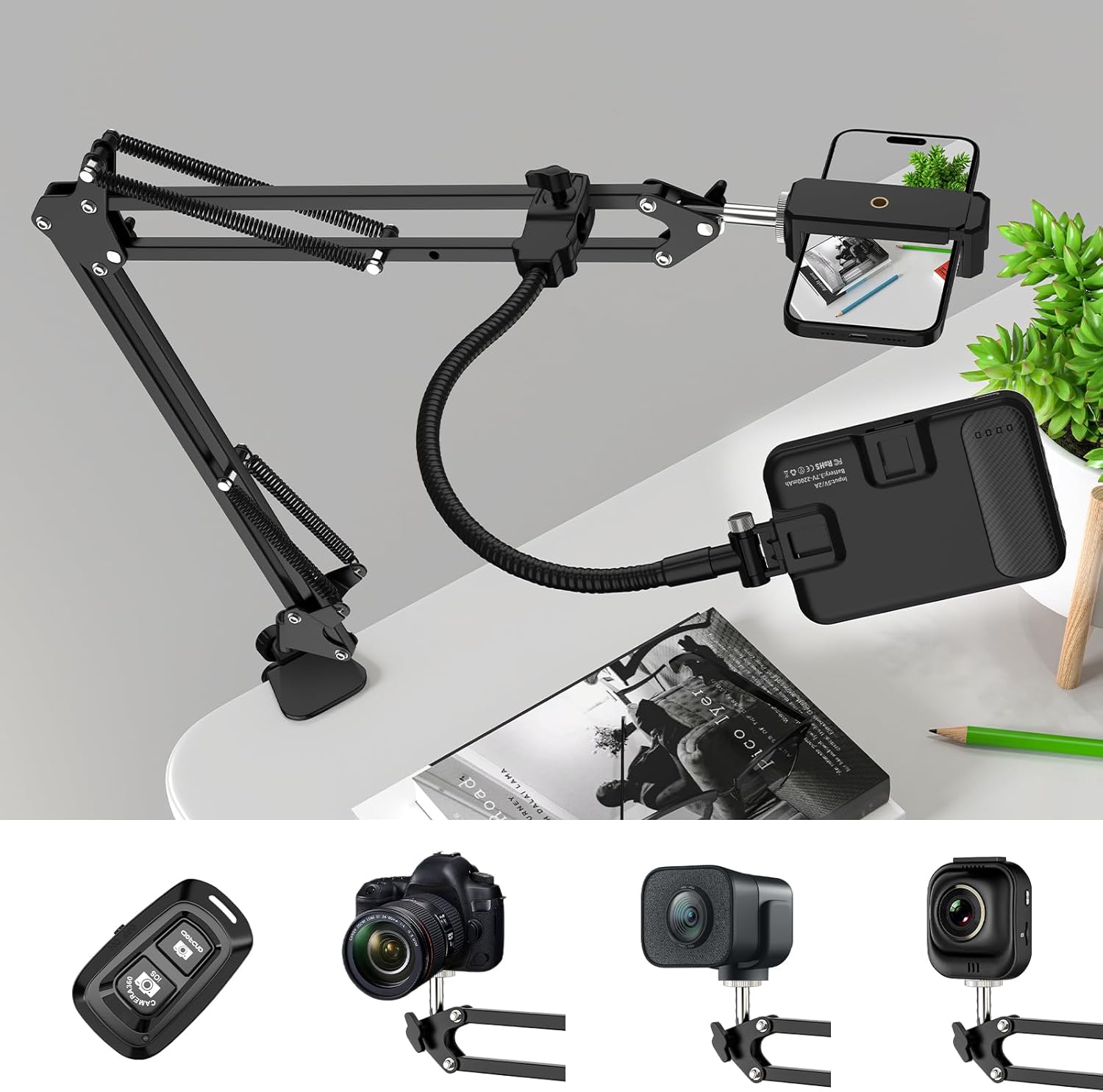 Overhead Phone Mount with 60 LED Light for Video Recording