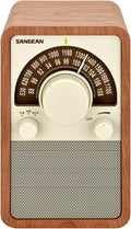 AM/FM Table Top Wooden Radio (Walnut) - Compact Retro Receiver