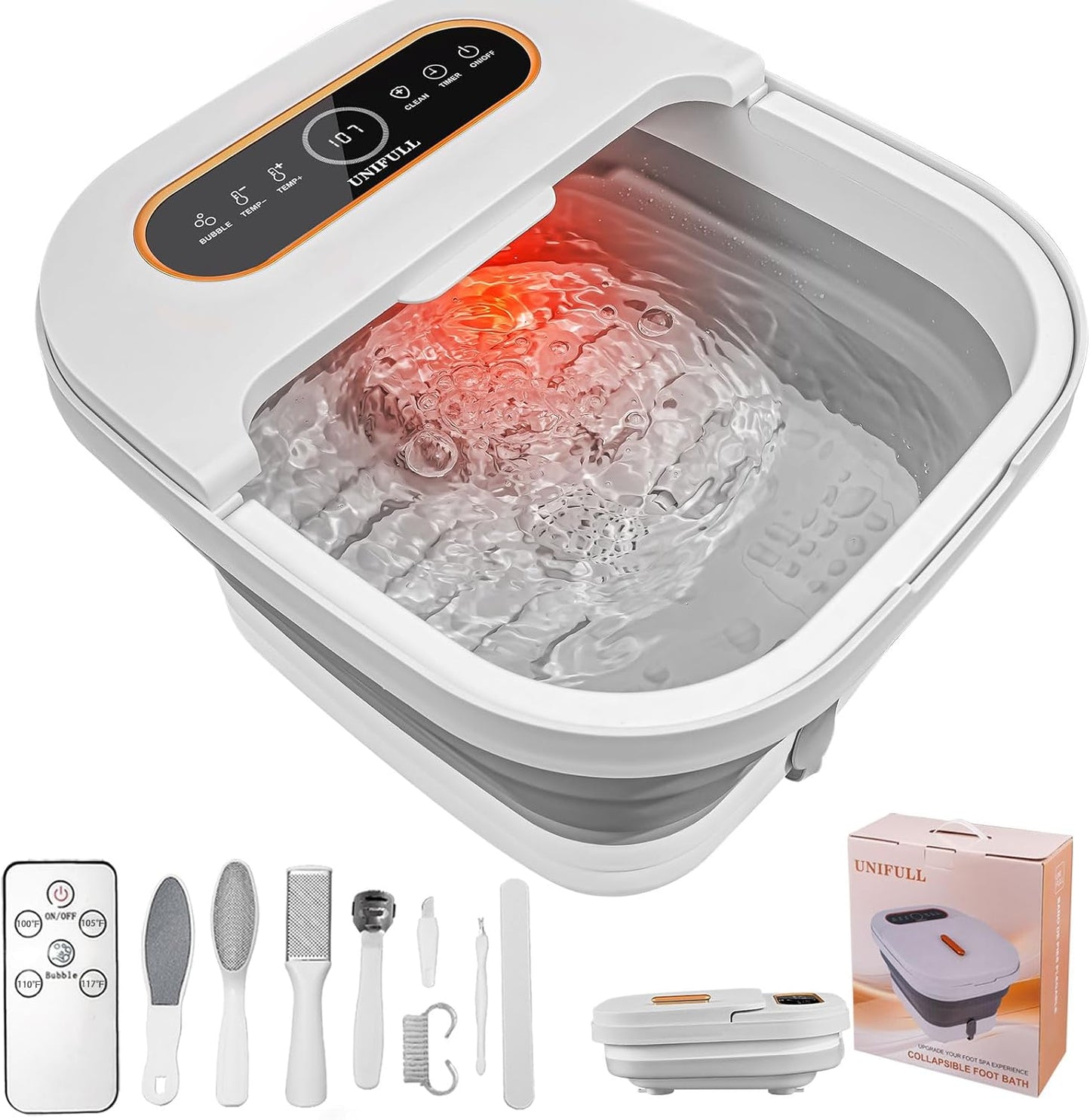 Collapsible Foot Spa Bath with Heat and Remote Control Features