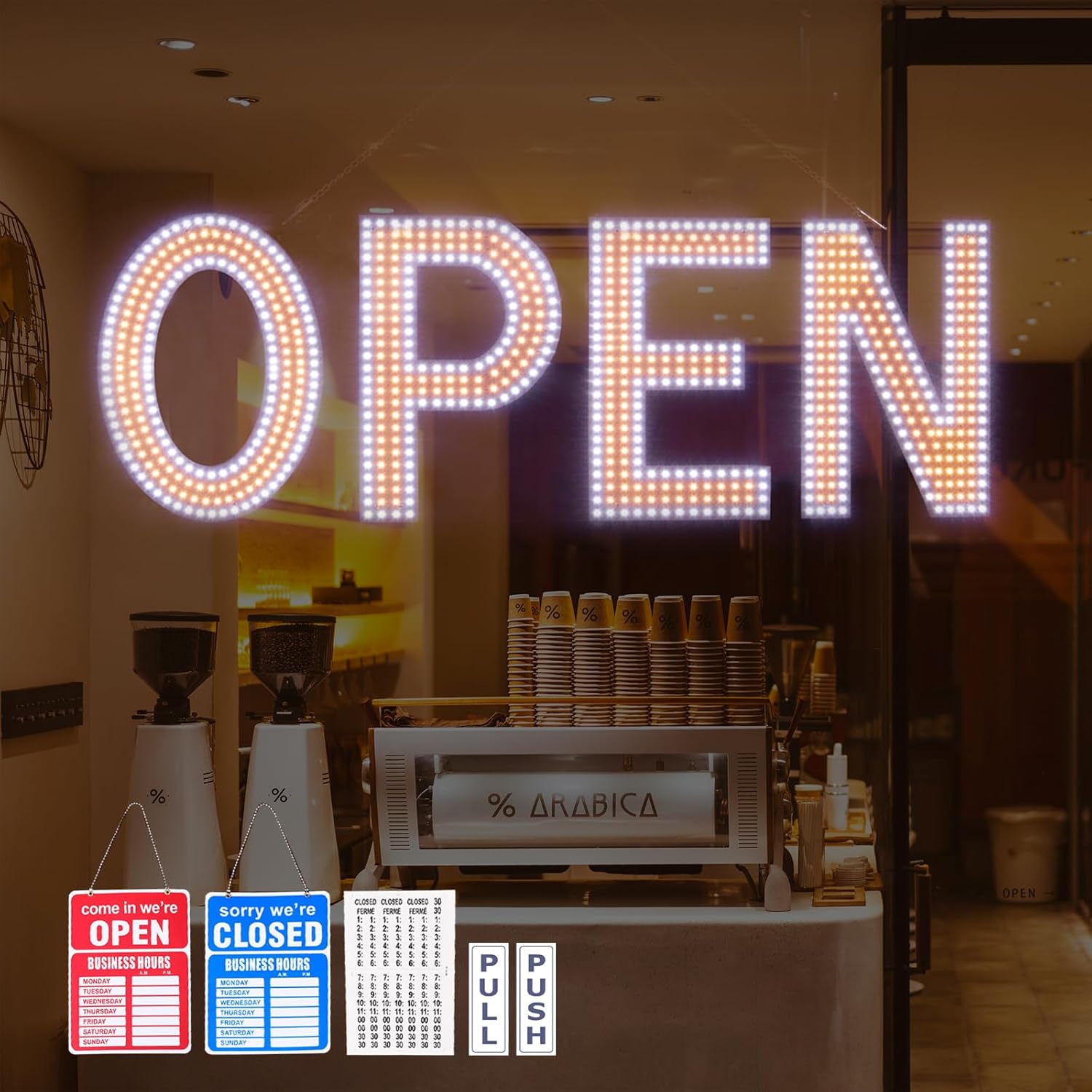 Dimmable LED Open Sign for Business - Bright & Eye-Catching