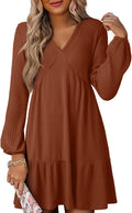 Dokotoo Fall Dresses for Women 2025 Ribbed Knit V Neck Mini Dress Line