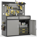 65 in Heavy Duty Workbench with Drawers and Lockable Cabinet - 2000 lb