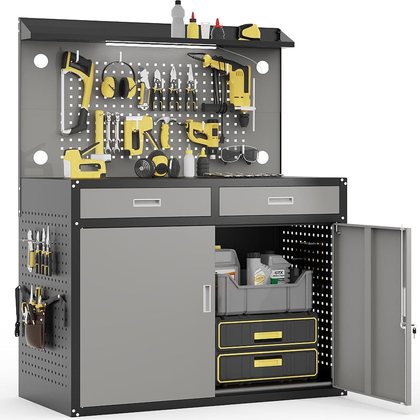 65 Heavy Duty Workbench with Drawers and Lockable Storage