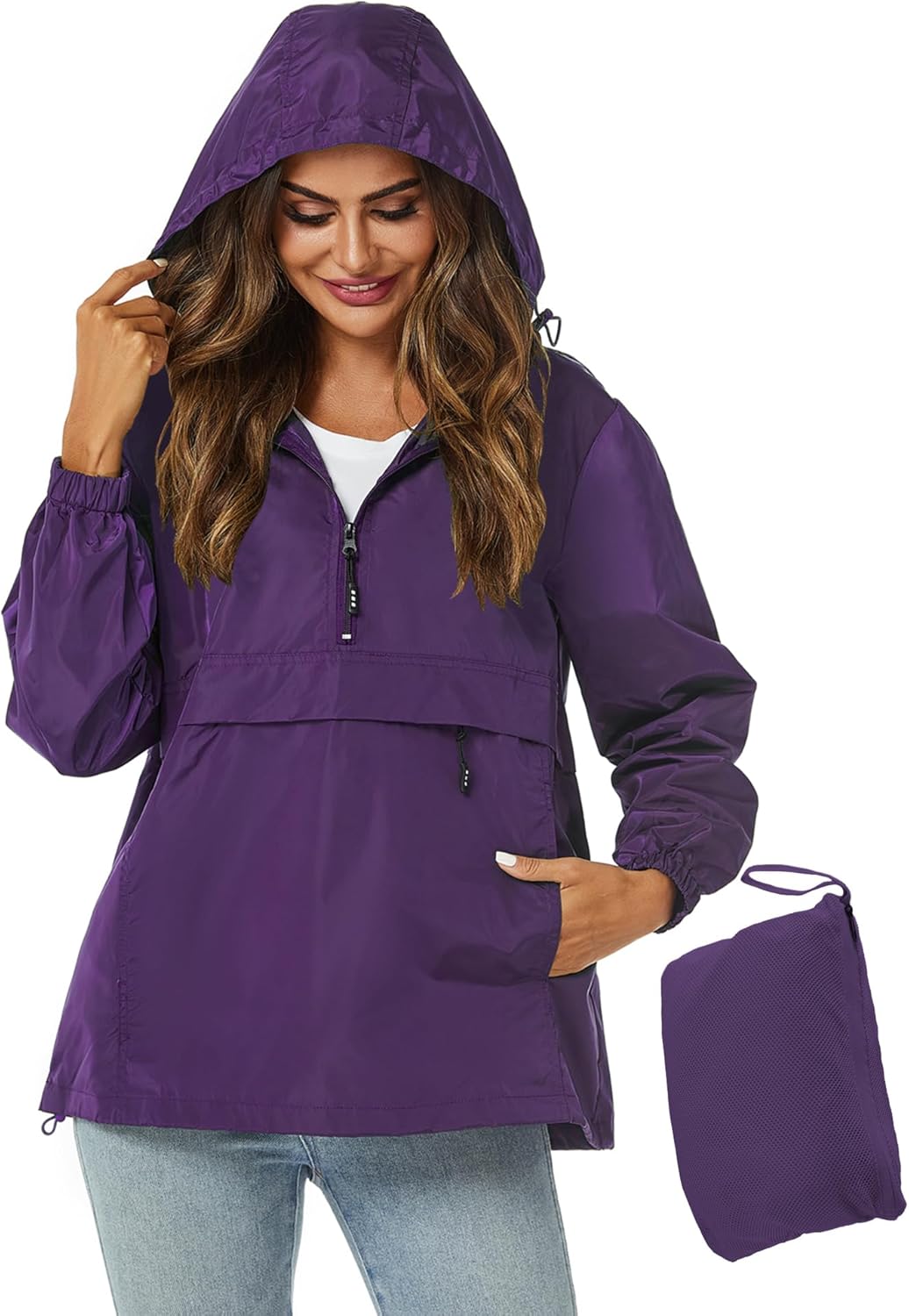 Avoogue Womens Rain Jacket: Lightweight, Waterproof, Packable