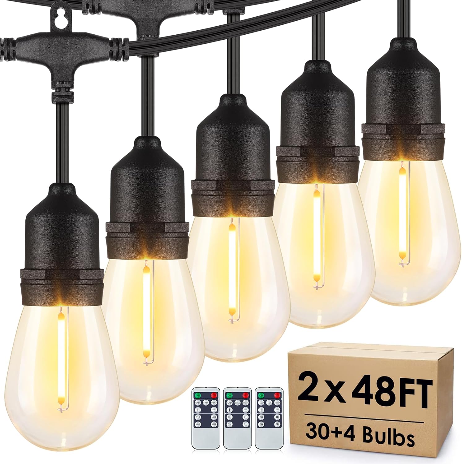 Dimmable Outdoor String Lights with Remote for Cozy Ambiance