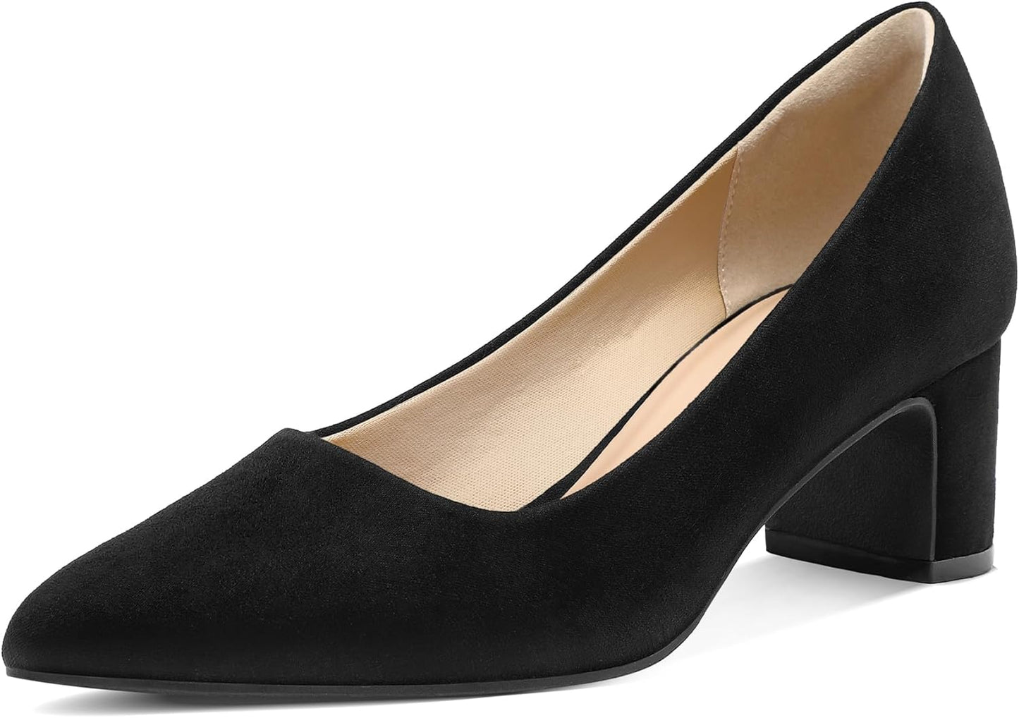 mysoft Women's Pointed Toe Pumps with 2 Inch Chunky Block Heels