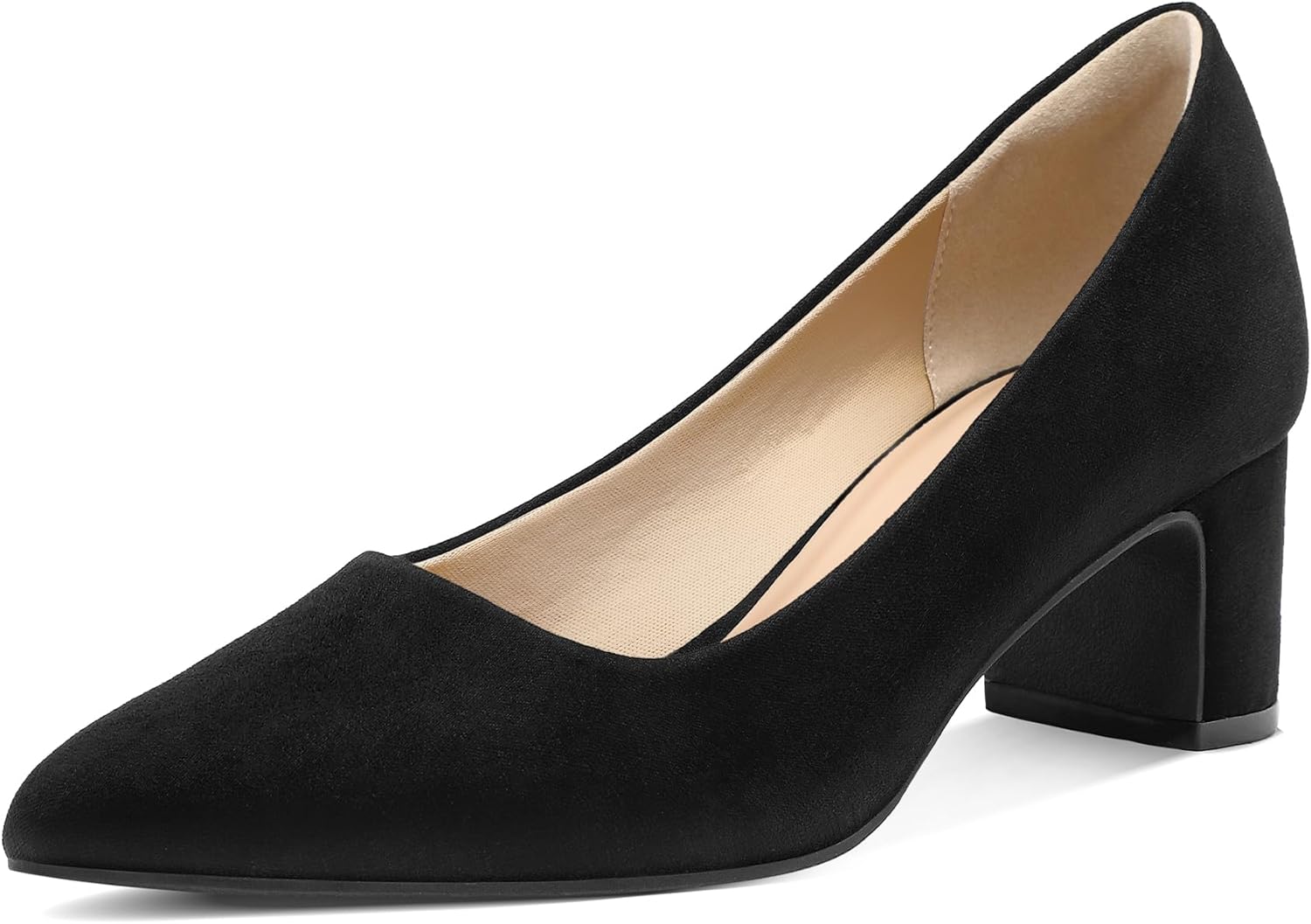 mysoft Women's Pointed Toe Pumps with 2 Inch Chunky Heels
