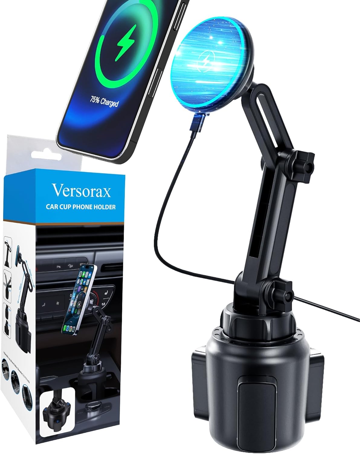 Magnetic Cup Phone Holder Car Wireless Charger for Fast Charging