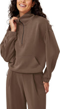 Women's Modal Soft Cinchable Sweatshirt Half Zipper Funnel Neck - Cozy