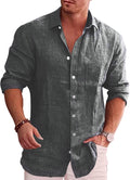COOFANDY Men's Casual Button Down Linen Chambray Shirt - Tailored