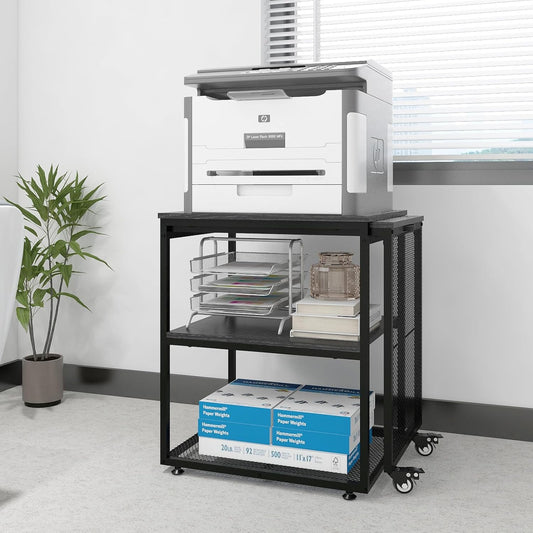 Large Printer Stand with Storage Shelves for Home Office Use