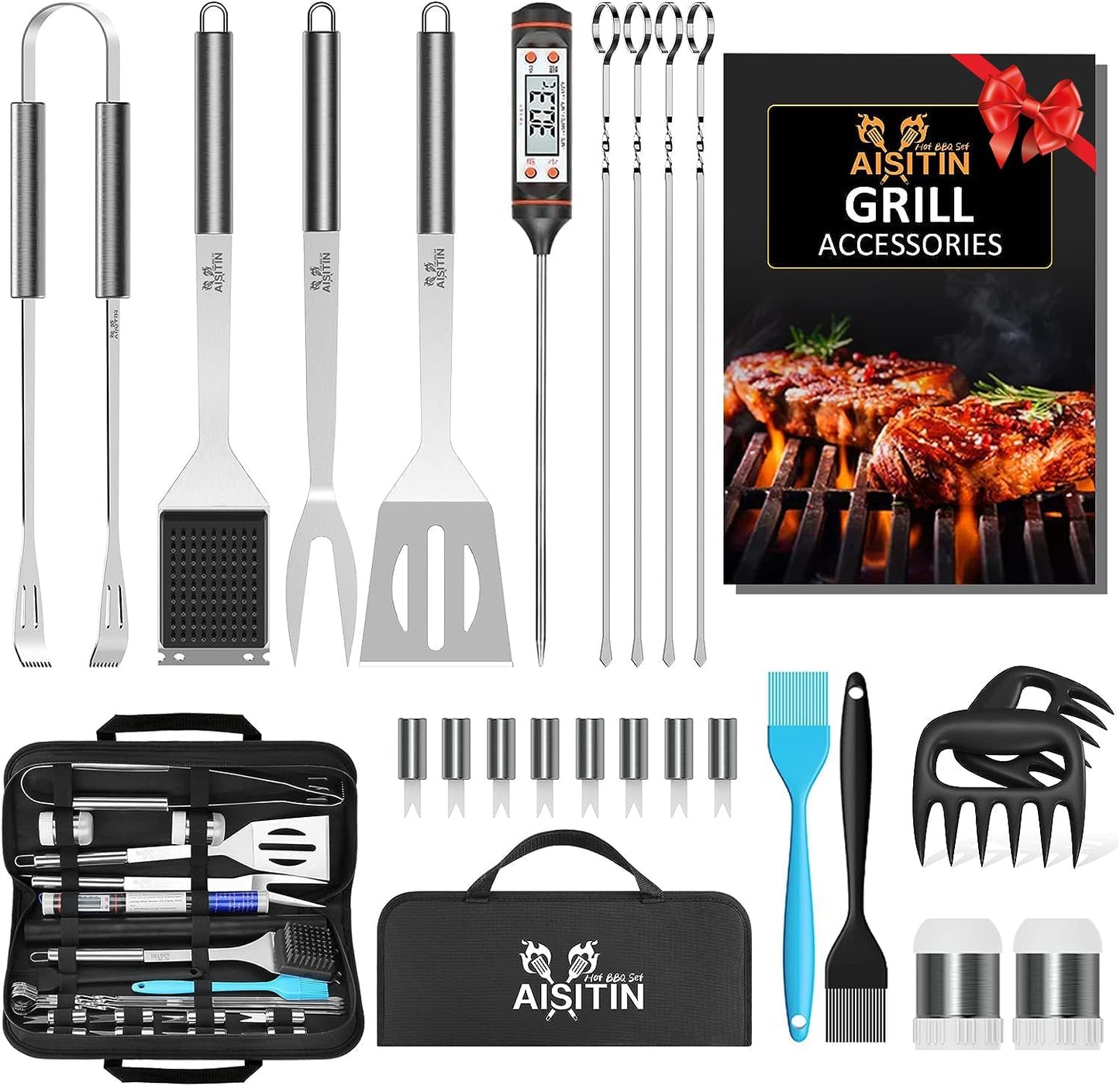 Dad's Ultimate Grilling Kit - 25PCS Stainless Steel BBQ Set