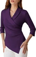 GRACE KARIN Women's V Neck Casual Work Top - Elegant Asymmetrical Fit
