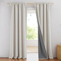 Linen Full Blackout Curtains 52 x 80 in Panels - Farmhouse Light