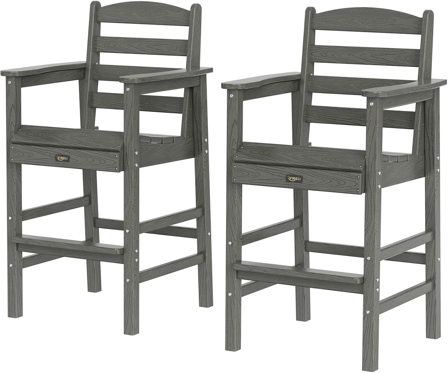 VINGLI Tall Adirondack Chairs Set of 2 Durable Outdoor Bar Stools