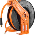 Retractable Air Hose Reel 1/2 in x 50 ft - Auto Rewind, Heavy Duty