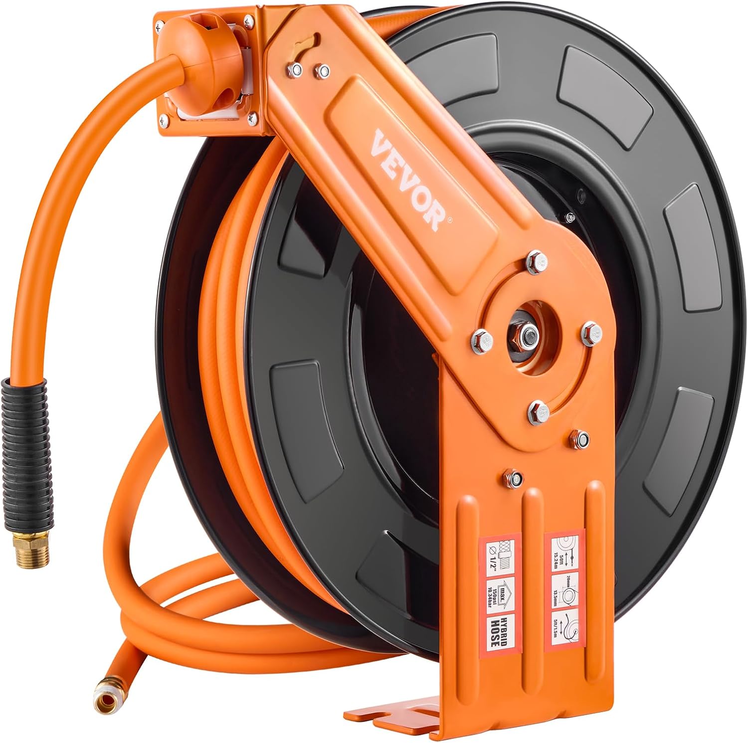 VEVOR Retractable Air Hose Reel with 50 FT Hybrid Hose