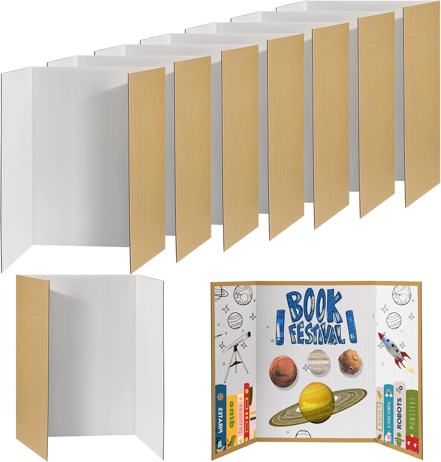 8 PCS Trifold Poster Board for Science Fair and Presentations