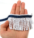 Bullion Fringe Trim 2.5in x 5/10 yd - Gold Hebrew Fringes with Blue