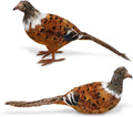 Feathered Pheasant Decor Set of 2 - Realistic Fall Figurines