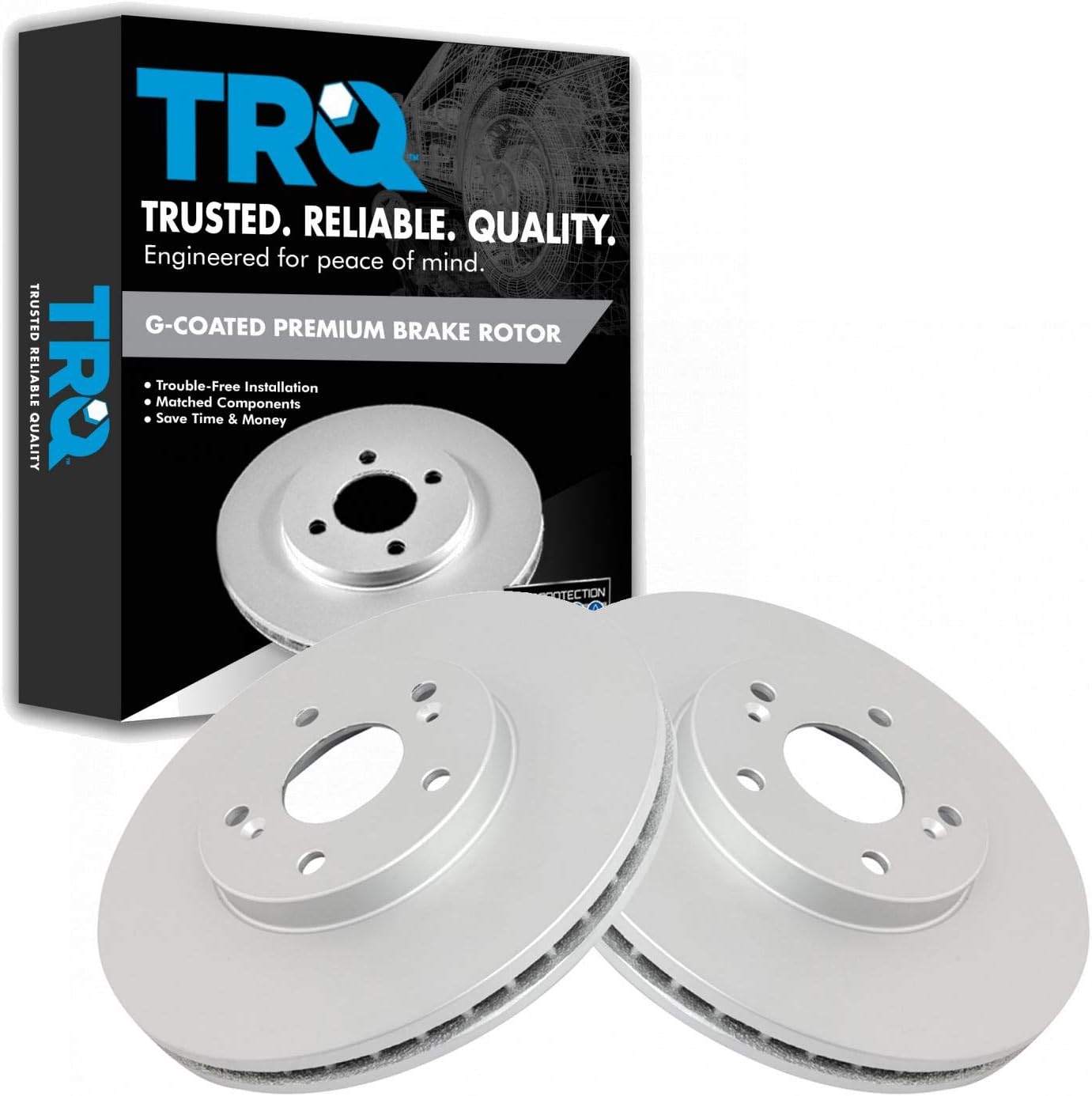 TRQ Front Brake Rotors Set Vented Premium G-Coated for Acura Honda