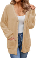 100% Cotton Cardigan for Women Lantern Sleeve Oversized Sweater