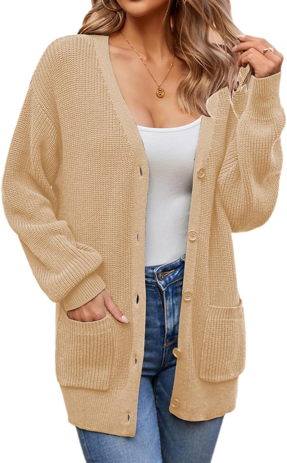 QUALFORT Women's 100% Cotton Cardigans for Effortless Style
