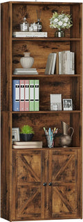 Furniwell Industrial Bookshelf with Doors for Home Office Storage