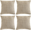 Fancy Homi Corduroy 26x26 in Pillow Covers 4-Pack - Soft Rustic Style