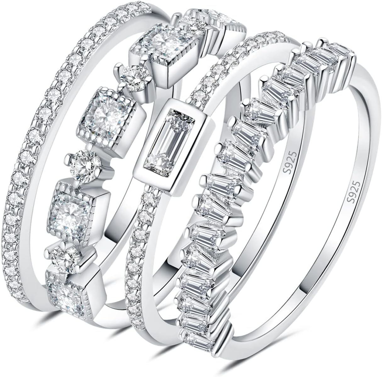 14K Gold Plated 925 Sterling Silver Stackable Rings for Women