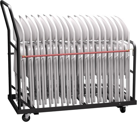Folding Chair Cart with Wheels for Heavy Duty 300 LBS Capacity