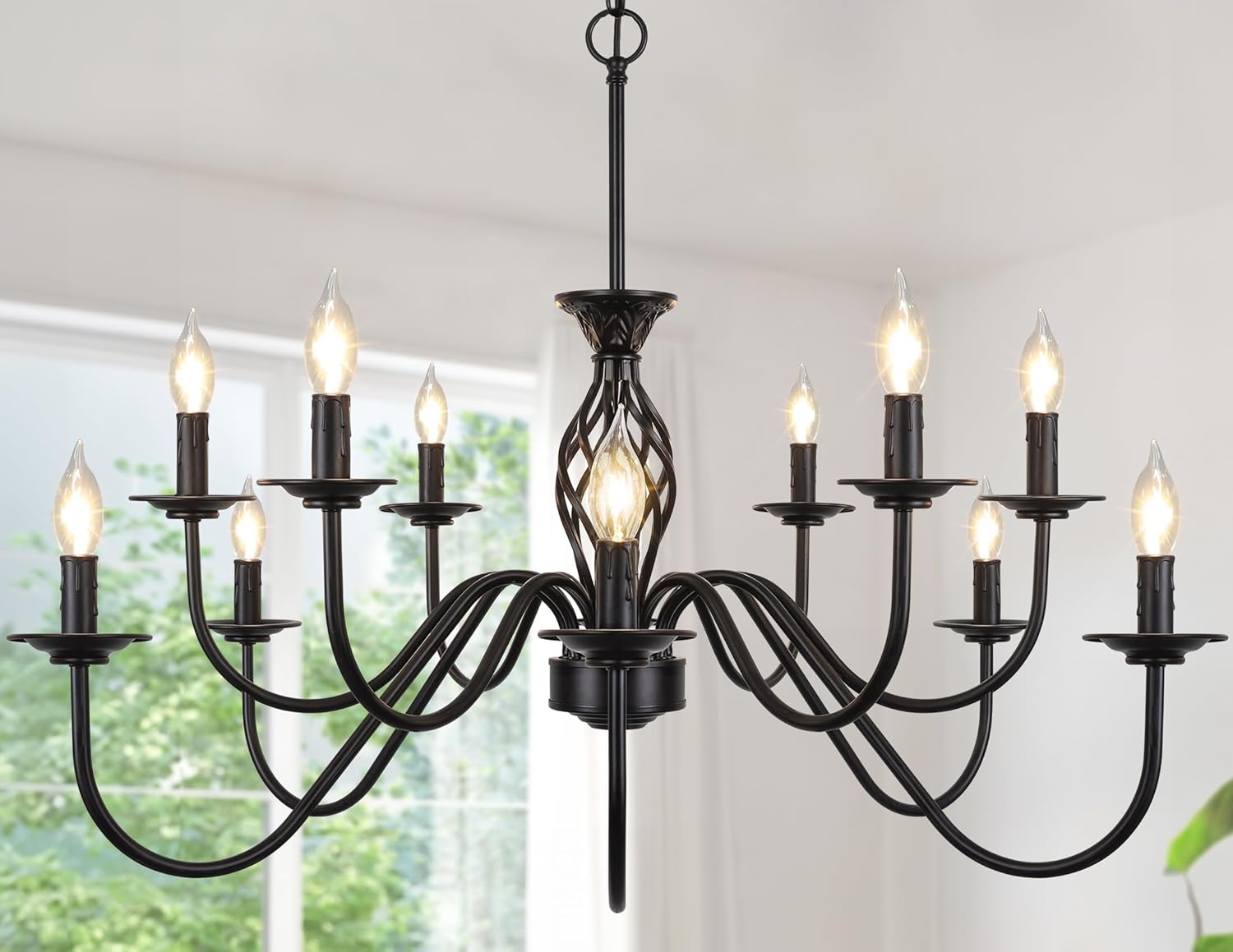 12-Light Farmhouse Candle Chandelier for Rustic Home Decor