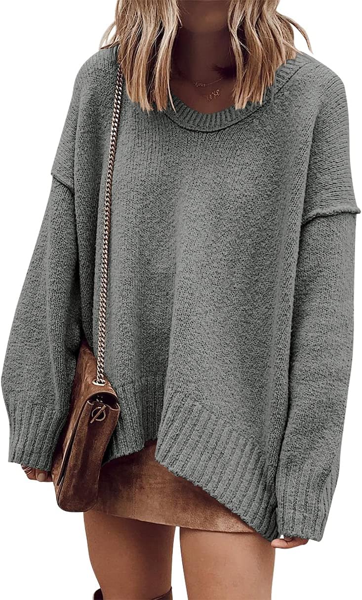Oversized Casual Loose Slouchy V Neck Batwing Sweater for Women