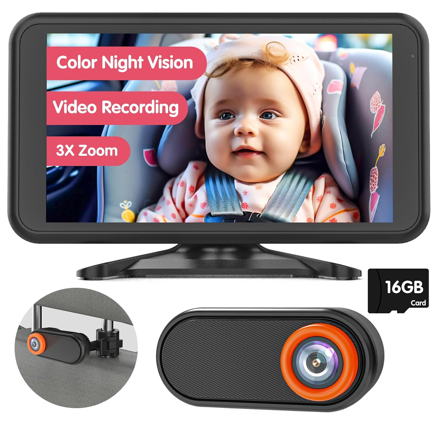 BM3 Baby Car Camera with 5.2in 1080P Video Recording & Night Vision