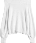 Off Shoulder Knit Sweater for Women - Cozy Long Sleeve Pullover are
