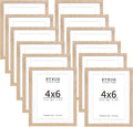 4x6 Picture Frame Set of 12 - Woodgrain Tempered Glass Frames