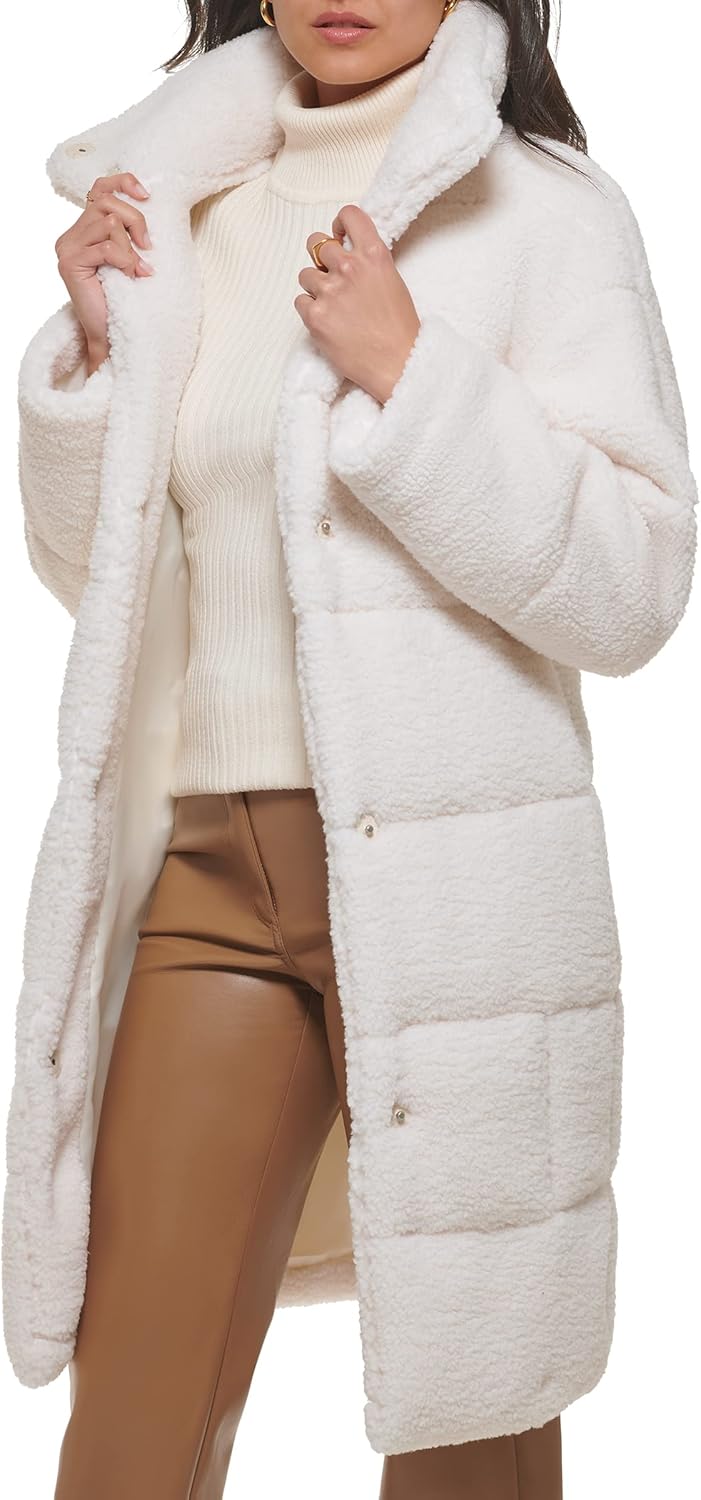 Levi's Womens Patchwork Quilted Teddy Coat for Stylish Warmth