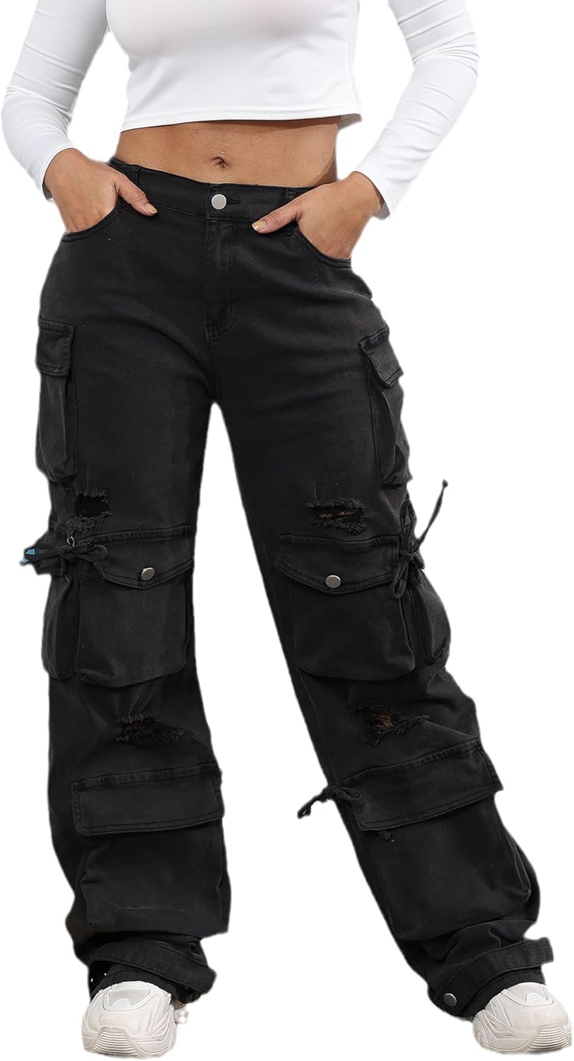 Ryehack Womens Baggy Jeans Y2k Cargo Pants for Trendy Style